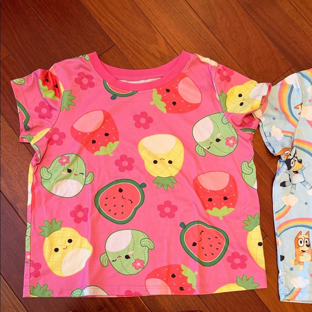 Kids Cartoon Pajama Set - Pink and Blue - Picture 2 of 14